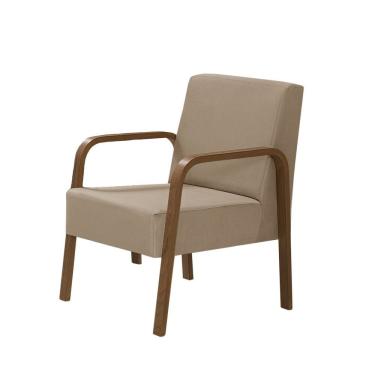 Imagem de Poltrona 1 Lugar Braço Madeira D Salla Suede Cappuccino