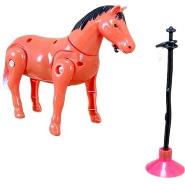 Imagem de Cavalinho de corda Vermelho Anda E Gira Brinquedo Animais - Mamma Malu