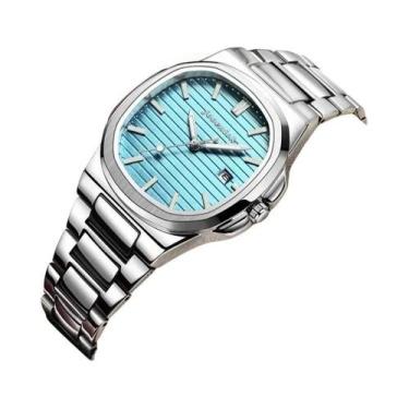 Imagem de Relógio Masculino De Quartzo Quadrado De Aço Inoxidável, Luxuoso, À Pr