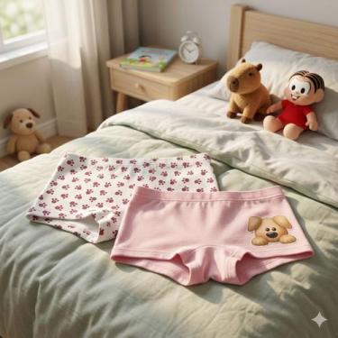 Imagem de Kit com 2 Calcinhas Femininas Infantil Shortinho Box Boxer Criança - O