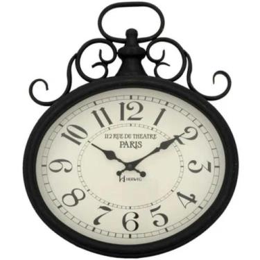 Imagem de Relógio de Parede Herweg Metal Ferro Preto Fosco Vintage Cor:Preto, Pr