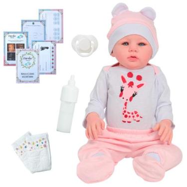 Imagem de Bebê Reborn Boneca Menina Silicone 48cm Careca Com Itens - Cegonha Reb