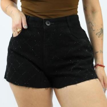 Imagem de Shorts Jeans 23 Graus Casual Strass Desfiado-Feminino