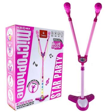 Imagem de Brinquedo Microfone Infantil Dupla Com Luz Divertido Musical Castela -