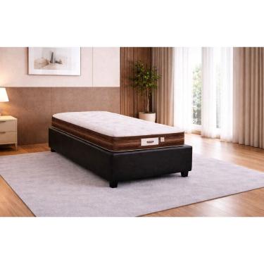 Imagem de Cama Box Baú Solteiro Colchão Molas Flora Gazin 88x188x61cm Preto