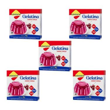 Imagem de Kit Gelatina Cereja Zero Açúcar - Lowçucar 5 Unidades 10g - Lowçúcar