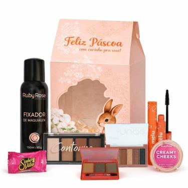 Imagem de Kit Páscoa Maquiagem: Blush, Máscara, Paleta de Sobrancelhas, Paleta de Sombras, Contorno, Fixador e Mimo