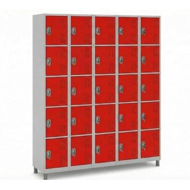 Imagem de Armário de Aço 25 Portas Pequenas Locker Academia COR:VERMELHO - W3, V