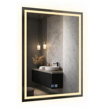 Imagem de Espelho led Banheiro Touch 3 Cores de Luz Com Desembaçador 80x60cm Biv