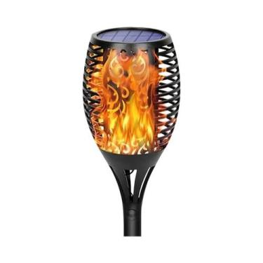Imagem de Lanterna Solar Com Efeito De Chama 12/33/96 LEDs À Prova d'Água Para D