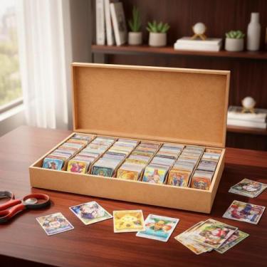 Imagem de Caixa Organizadora Coleção de Figurinhas Cards em MDF com 49 Divisória