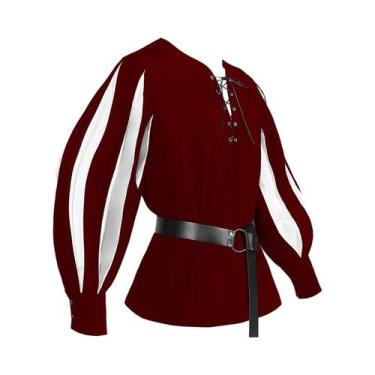 Imagem de Camisa Gótica Masculina De Manga Longa Casual Vintage Medieval Renasce