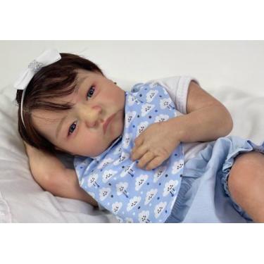 Imagem de Bebê Reborn Levi Menina Silicone Corpo Inteiro 50cm Cabelo Escuro Fio 