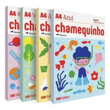 Imagem de Kit Papel Sulfite Chamequinho A4 75g Cores com 4 Pacotes - Chamex