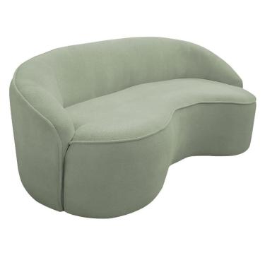 Imagem de Sofá Curvo Montserrat 210cm 03 Lugares Bouclé Verde Claro - Nexta Casa