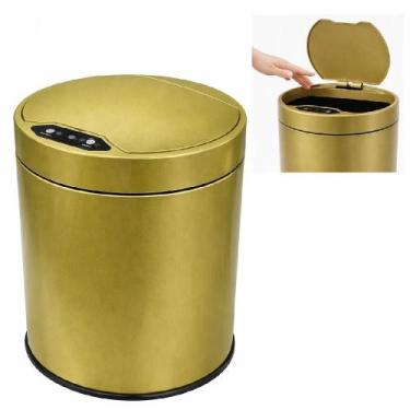 Imagem de Lixeira automatica sensor 8 litros ouro inox inteligente cozinha banhe