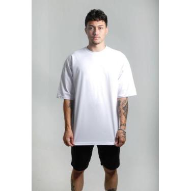 Imagem de Camiseta Básica Oversized Branca  Sem Costura Lateral  Streetwear Fio 