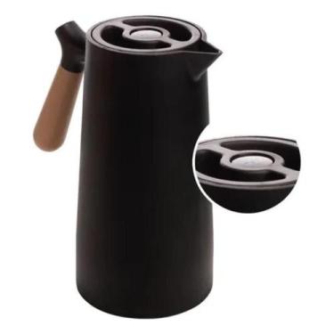 Imagem de Garrafa Térmica de Café 1000ml Plástico Cabo de Madeira e Termômetro D