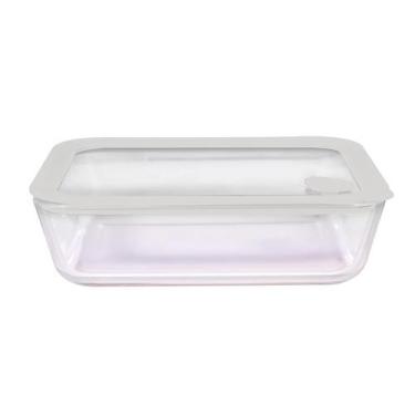 Imagem de Pote Retangular com Tampa de Vidro 2,6L Kenya 7,7x19,9x24,6cm
