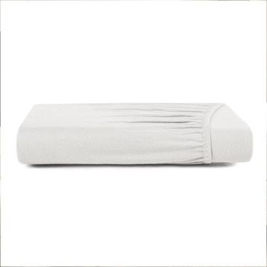 Imagem de Lençol Com Elástico Solteiro King Altenburg Malha Fio Penteado Branco