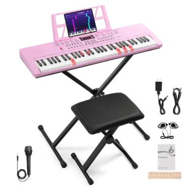 Imagem de Teclado Piano Ktaxon 61 Teclas 200 Timbres Rosa