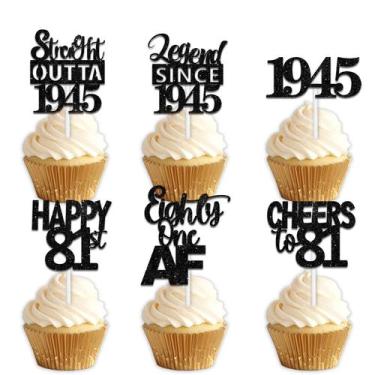 Imagem de Enfeites para Cupcake LETLIMIT 18 unidades Glitter Preto 5cm