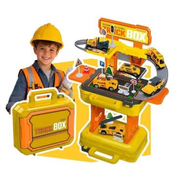 Imagem de Maleta Brinquedo Pista De Corrida Carros Track Box 2 Em 1 Com 4 Carrin