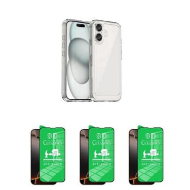 Imagem de 3UN Película Cerâmica Flexível + Capa TPU Para Iphone 16 Plus - LXL