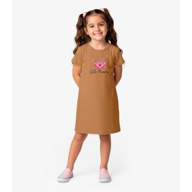 Imagem de Vestido Infantil em Moletinho Maquenetado Select Marrom, 6, Marrom