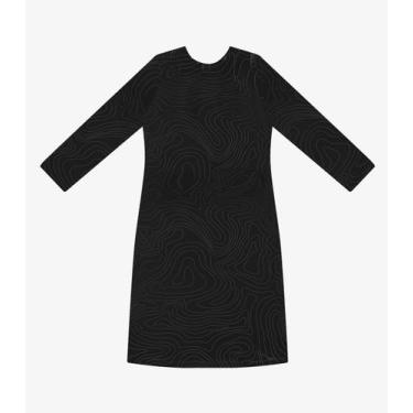 Imagem de Vestido Curto Feminino Manga 7/8 Estampado Rovitex Preto, G, Preto
