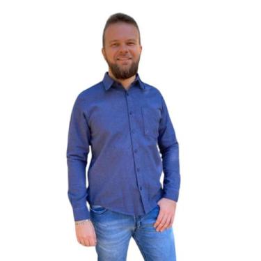 Imagem de Camisa Social Masculina De Flanela Lisa - Repelique, G1, Azul