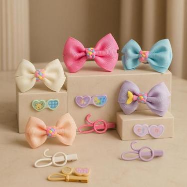 Imagem de Laço E Presilhas Para Cabelo Infantil Kit Completo  Charme e Conforto 