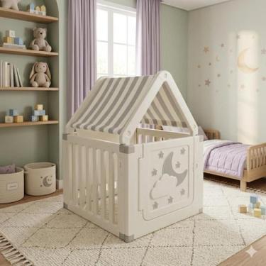 Imagem de Casinha De Brinquedo Infantil Com Cercadinho E Cabana Creme - Freso