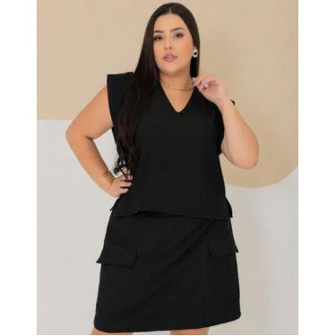 Imagem de Conjunto Feminino Short Saia Cargo E Blusa Plus Size - Multimarcas, Pr