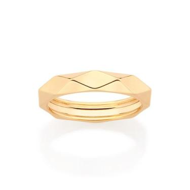Imagem de Aliança geométrica banhada a ouro  513220 Rommanel, Dourado, 22