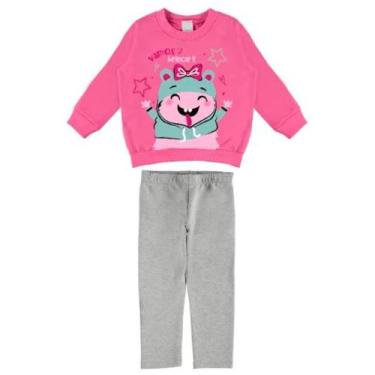 Imagem de Conjunto Moletom Flanelado Infantil Menina Blusão Fechado com Calça Fl