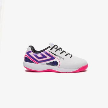 Imagem de Tênis Infantil De Futsal Umbro Pro 5 Jr, Branco, Rosa, 33