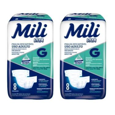 Imagem de Fralda Geriátrica Adulto  Incontinência  Mili Vita  Tamanho G  2 pacot