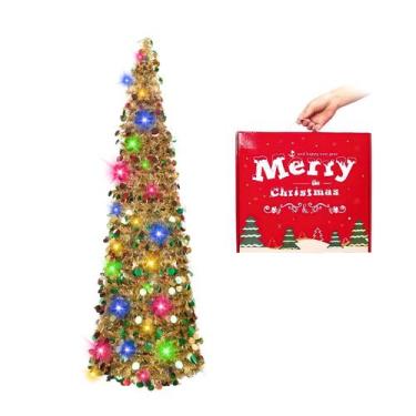 Imagem de Árvore de Natal N&T NIETING, enfeites dourados dobráveis de 5 pés