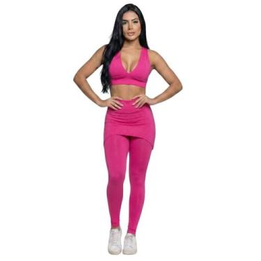 Imagem de Conjunto Top Bojo e Calça Saia Bella Fiore Tapa Bumbum Roupa Para Acad