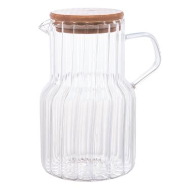 Imagem de Jarra de Vidro Borossilicato 1,1L Classic para Servir Bebidas com Tampa de Bambu para Mesa Lyor