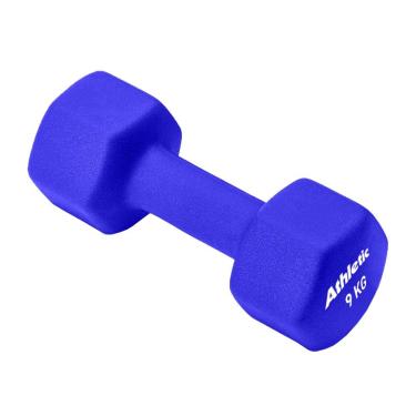 Imagem de Halter Sextavado 9kg em Neoprene para Musculação em Casa com Pegada Confortável e Antiderrapante Athletic