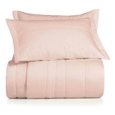 Imagem de Jogo de Colcha Casal 3 Peças Algodão Lux 200 Fios Percal Rosa Lille Altenburg