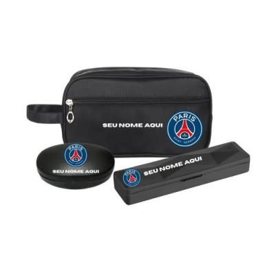 Imagem de Kit Bolsa Necessaire Estojo Personalizada Time futebol Nome - - Mormin