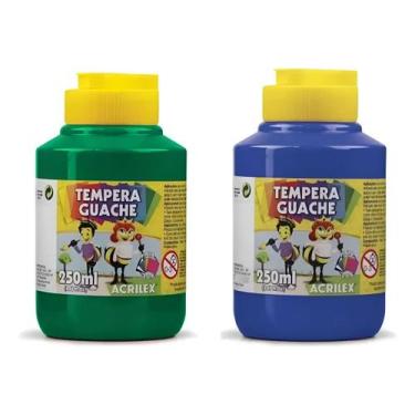 Imagem de Kit 2 TEMPERA GUACHE Acrilex - 250ml - VERDE e AZUL - 02025511 / 02025