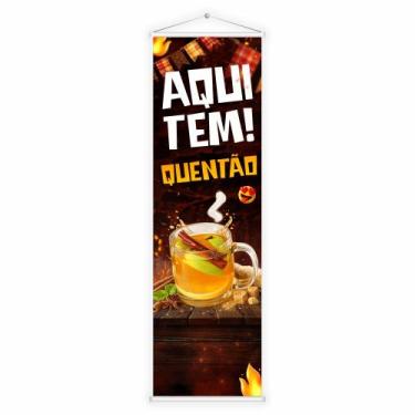 Imagem de Banner Lona Aqui Tem Quentão Festa Junina Inverno 100x30 - DC Mult-Míd