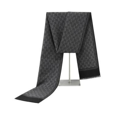 Imagem de Cachecol De Cashmere Masculino De Inverno Luxuoso Com Estampa De Letra