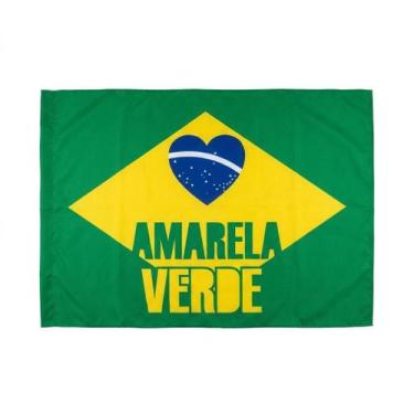 Imagem de Bandeira do Brasil Estilizada 90x140 CM Amarela Verde Coração - Senhor