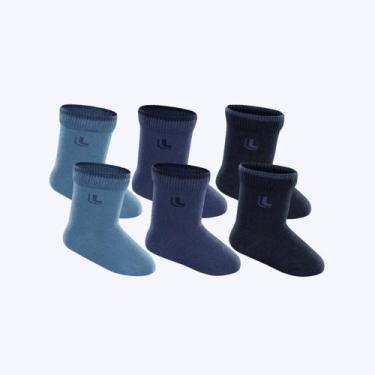 Imagem de Kit 6 Pares de Meia Cano 5cm Infantil Baby Lupo, Azul, 0 a 4 Meses