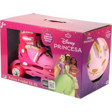 Imagem de Patins 2 em 1 - 4 Rodas 32/35 com Kit de Proteção - Disney Princesas -